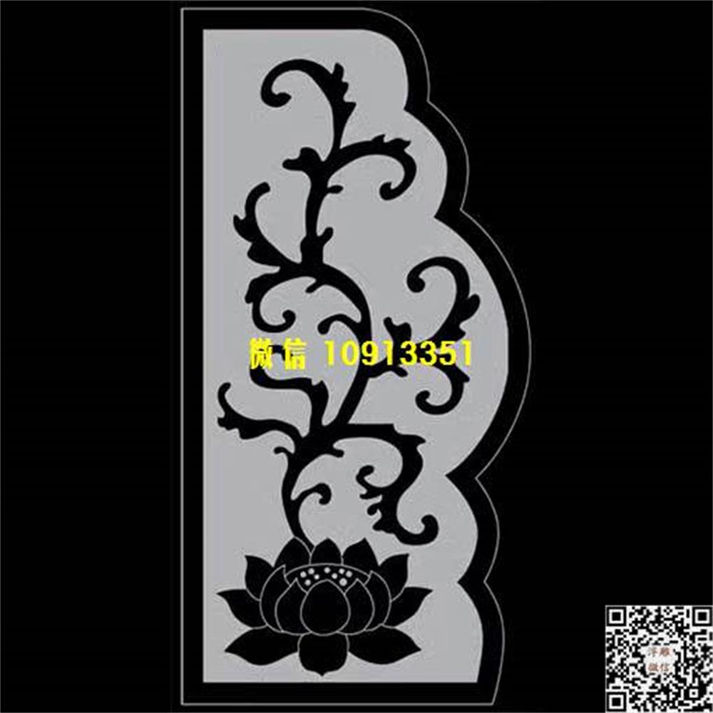 精雕图22荷花抱鼓精雕图线雕图线条图单线铣底图_电脑雕刻plt文泰矢量图精雕图浮雕图